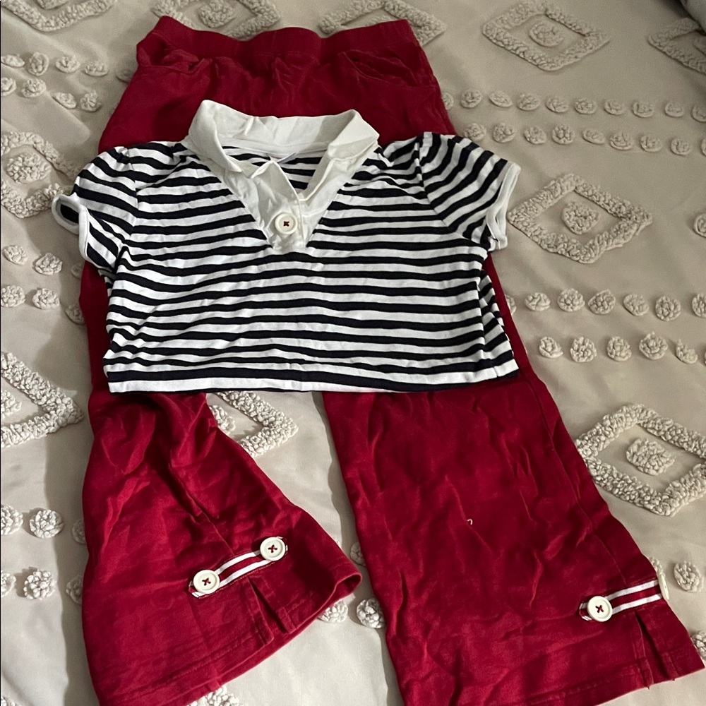 Gymboree Navy and White Striped Shirt and pants
